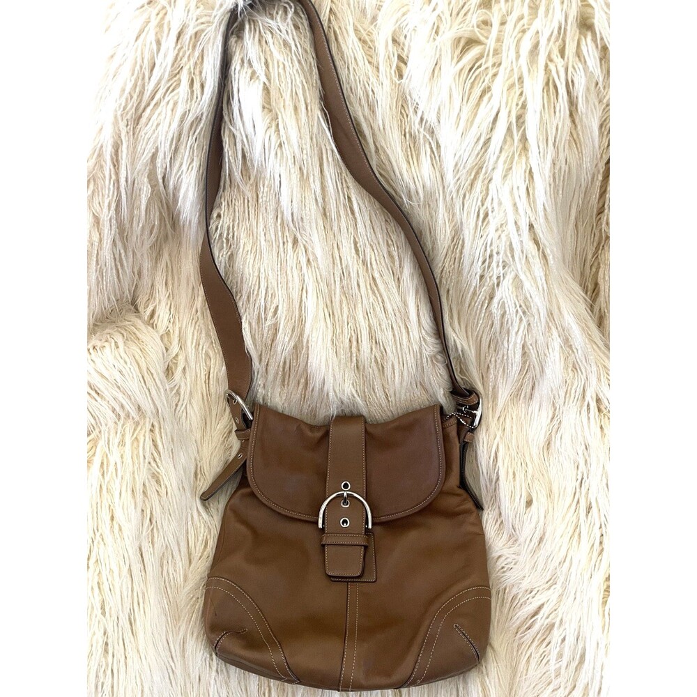 VINTAGE COACH SOHO SADDLEBAG Glove-Tanned Leather Tan/Caramel Brown